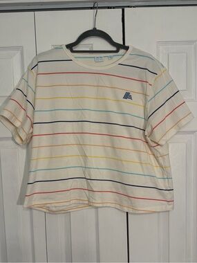 Cropped Rainbow Striped T-Shirt - Aldi Gear - XL